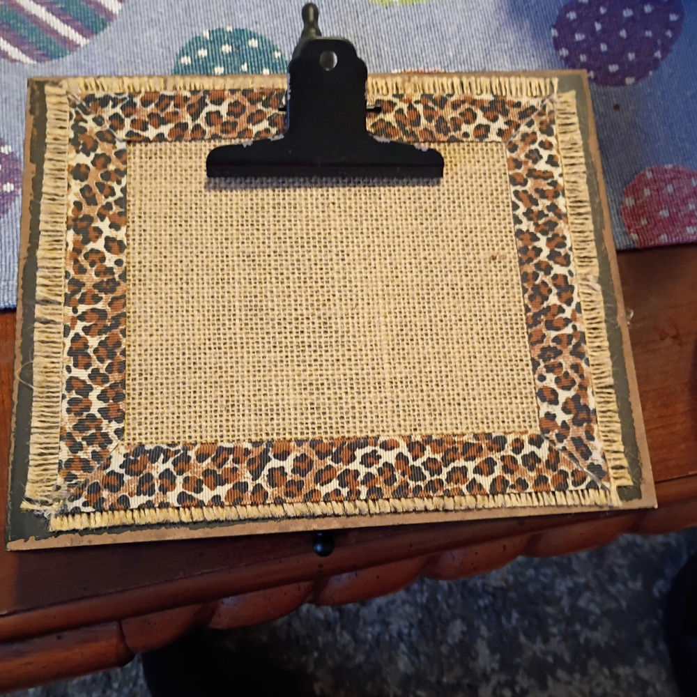 Leopard Print Burlap Clip Frame